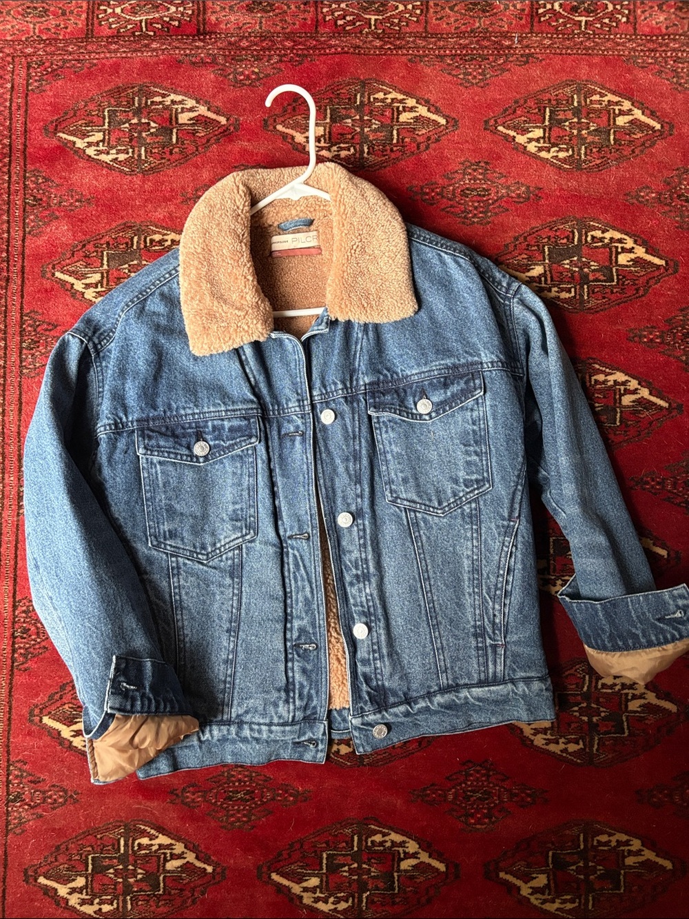 NWOT Anthropologie Sherpa Lined Blue Denim Jean Jacket xs